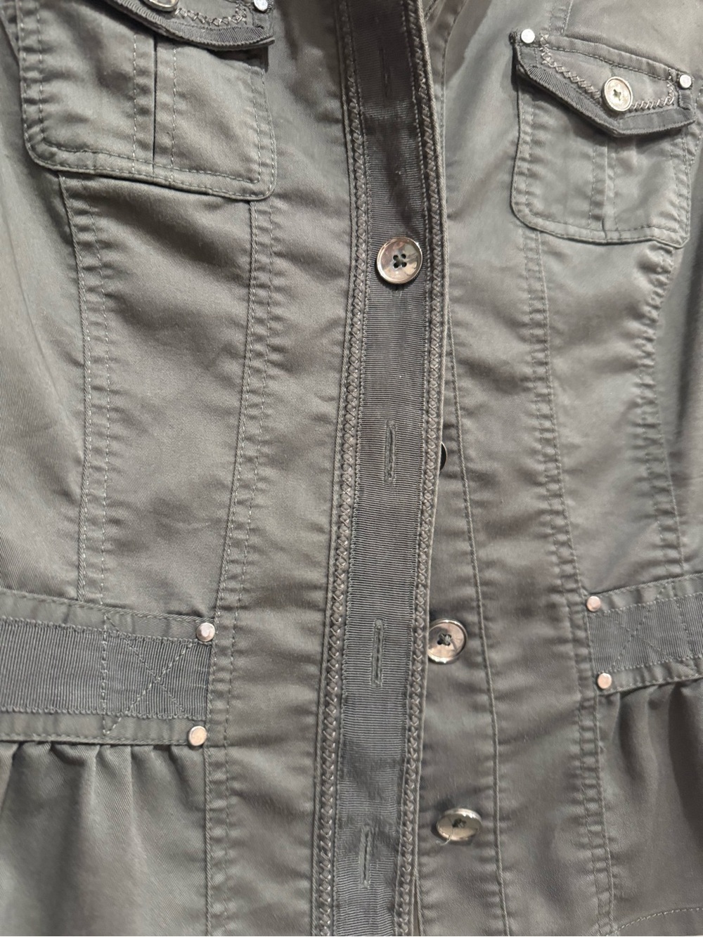White House Black Market Olive Green Peplum Utility Blazer - Picture 6 of 7